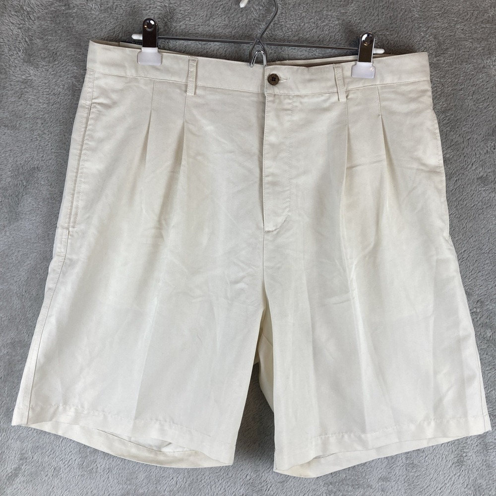 Havana Jack Cafe Shorts Mens 38 Cream Sand‎ Chino Pleated Rayon